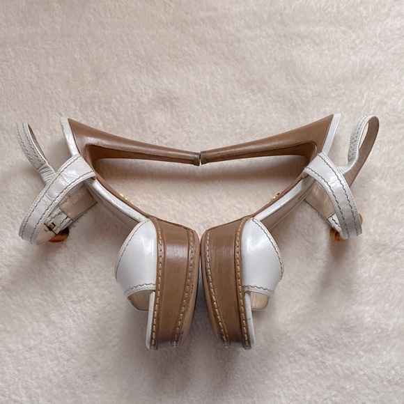 Authentic Prada White Ankle Strap Heels size 38 - Picture 10 of 16